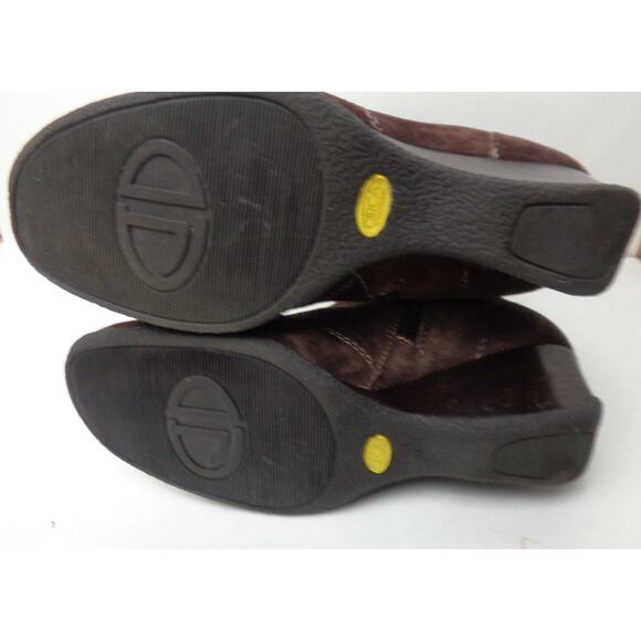 CIRCA JOAN & DAVID Tonia 6M Brown Suede Leather Wedge Heel Knee Zipper Boots - Picture 7 of 7